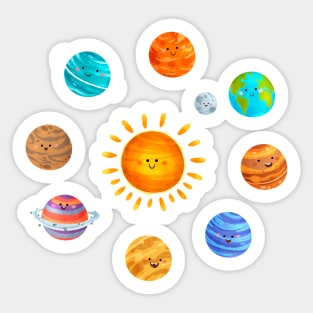 Planetas infantiles fondo blanco Sticker